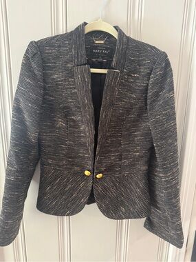 Twinhill Sculpted Peplum Jacket Black Gold Metallic 4T
